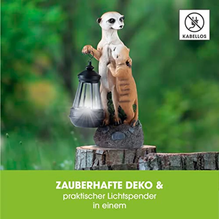 EASYmaxx Solar-LED Erdmännchen-Familie | handbemalt & kabellos mit automatischem Tageslichtsensor | 8 Std. Leuchtdauer | 30 x 14 x 11 cm – Bild 4
