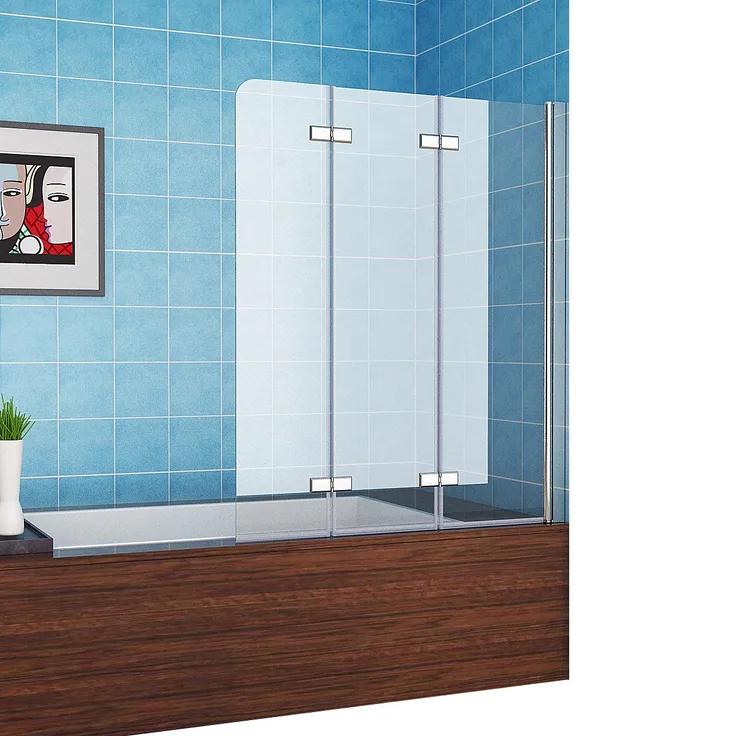 MIQU Duschwand Badewannenfaltwand, NANO-Glas Duschwand für Dusche, (3 tlg), mit 180° Schwenkfunktion, Silber
