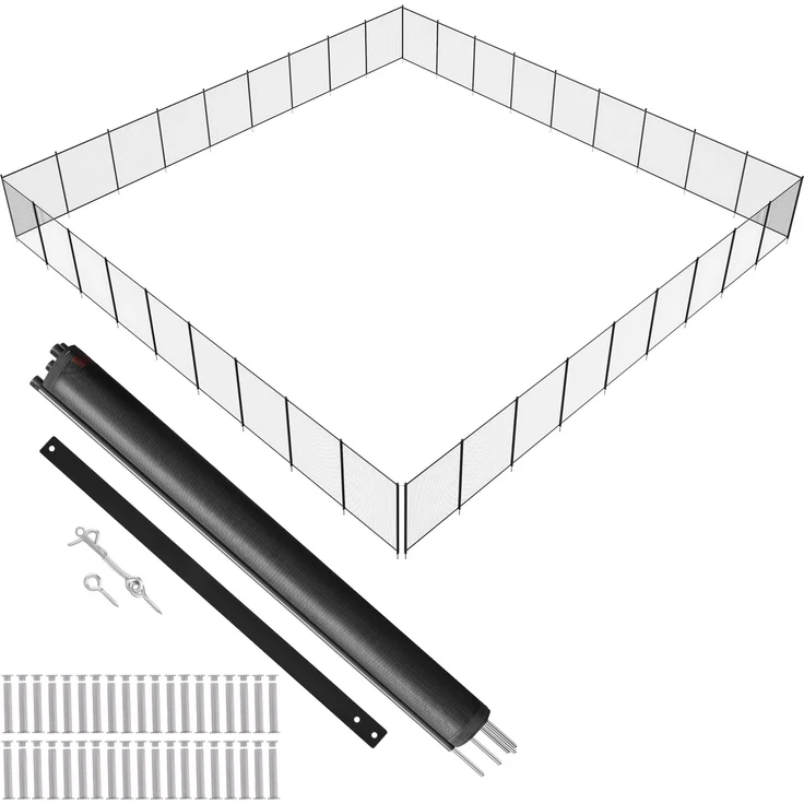 VEVOR Poolzaun 1,21 x 32,91 m, abnehmbarer Kindersicherheitszaun aus 340 g Teslin PVC, einfach selbst zu installieren, schwarz