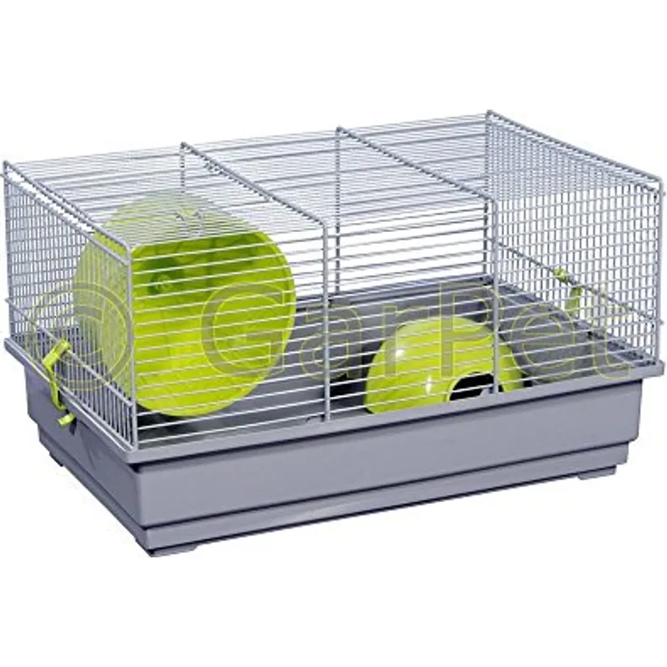 GarPet Hamsterkäfig Nagerkäfig Mäusekäfig mit Haus Laufrad Käfig Farbwahl (grau)