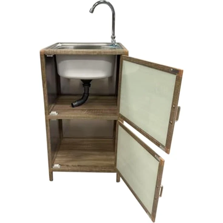 HTI-Living Küchenspüle Sonoma, Aluminium-Spüle mit Unterschrank, 46x41 cm, Edelstahl-Armatur für Garten und Camping – Bild 3