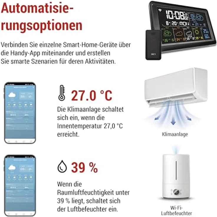 Emos GoSmart Wetterstation E8610, Drahtlose WiFi Wetterstation mit Farbdisplay, LED-Hintergrundbeleuchtung und Sensorunterstützung – Bild 5