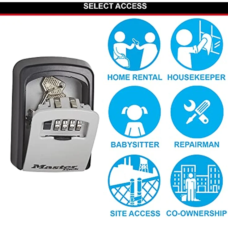 MASTER LOCK Schlüsseltresor [Medium] [Wandhalterung] [Zahlencode] - 5401EURD - Schlüsselsafe, Schwarz und Silber – Bild 4