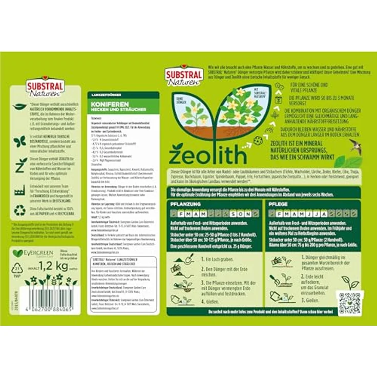 SUBSTRAL Naturen Langzeitdünger Koniferen, Hecken & Sträucher, 1,2 kg – Organisch-mineralische Formel für Dichtes Grünes Laub & Kräftiges Wachstum – Bild 3