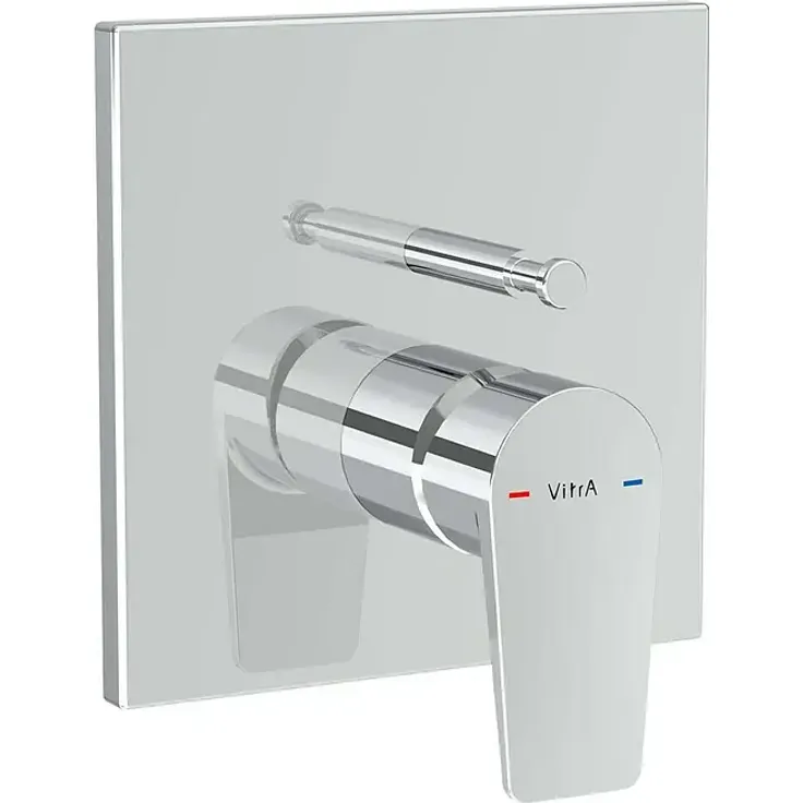 VitrA Flow Square UP-Badewannenarmatur, Unterputzarmatur mit stufenloser Kartusche, Chrom, 90 mm Ausladung
