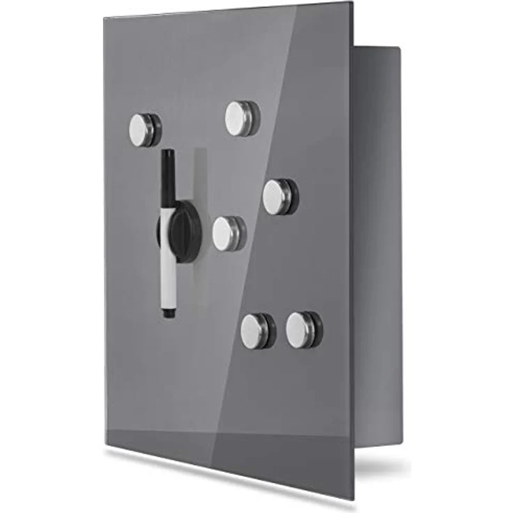 Schlüsselkasten mit Glasmagnettafel und 6 Magneten, 35 x 35 x 6,5cm anthrazit – Bild 4