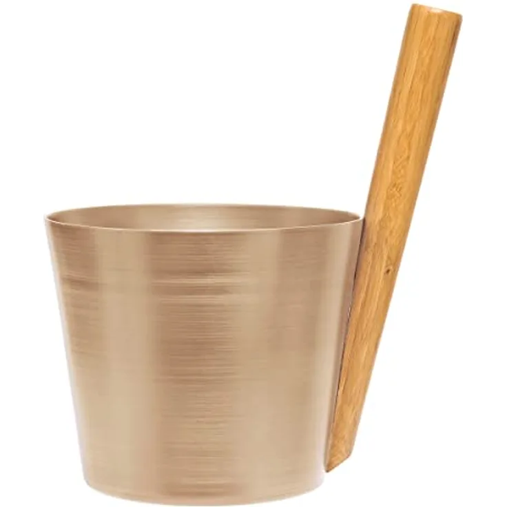 Rento Sauna bucket Aluminium, 5 Liter, scandi Design, Farbe Champagne, mit Bambus-Henkel
