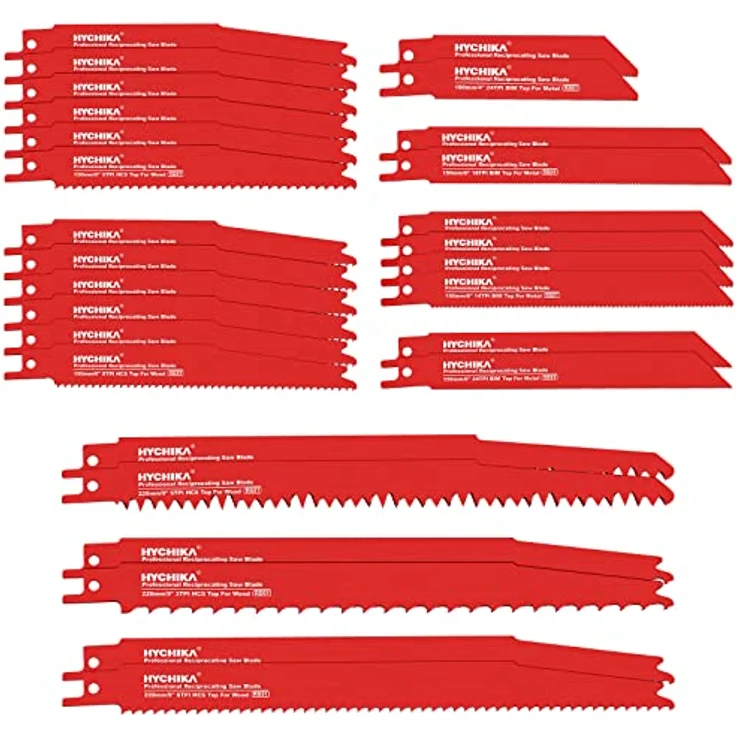 Säbelsägeblätter Set, HYCHIKA 32PCS Sägeblätter Säbelsäge Holz, zum Schneiden von Metall und Holz mit Organizer Koffer – Bild 1
