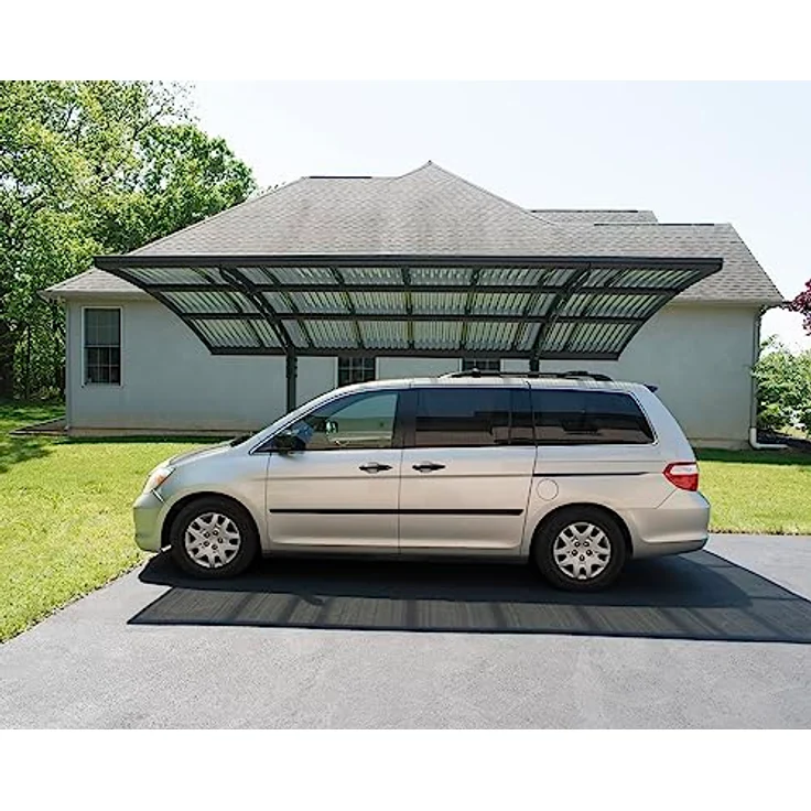 Palram Canopia Carport Bausatz Arizona Wave 495 x 289cm, Einzelcarport aus rostfreiem Aluminium mit Polycarbonat-Dach in Anthrazit, witterungsbeständig und wartungsfrei – Bild 4