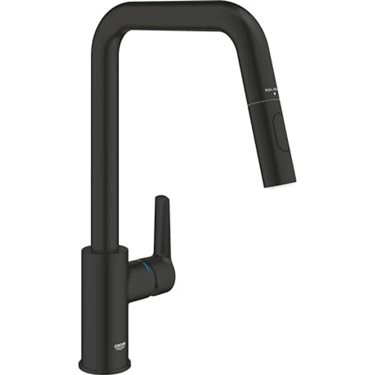 GROHE Start - Einhand- Spültischarmatur (hoher Auslauf, Schwenkbereich 360°, herausziehbare Dual Spülbrause, inkl. Montagewerkzeug), matt schwarz, 306312430 – Bild 1