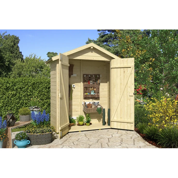 Nordic Holz Gartenhaus Elementhaus KENT 1.1, BxT: 194,5x83,8 cm, flexibler Stauraum mit Massivholztür und wählbarem Dachdesign