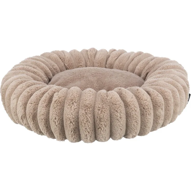 TRIXIE Tierbett Bett Lonni rund hellbraun für Katzen mit integriertem Kissen und rutschfestem Boden