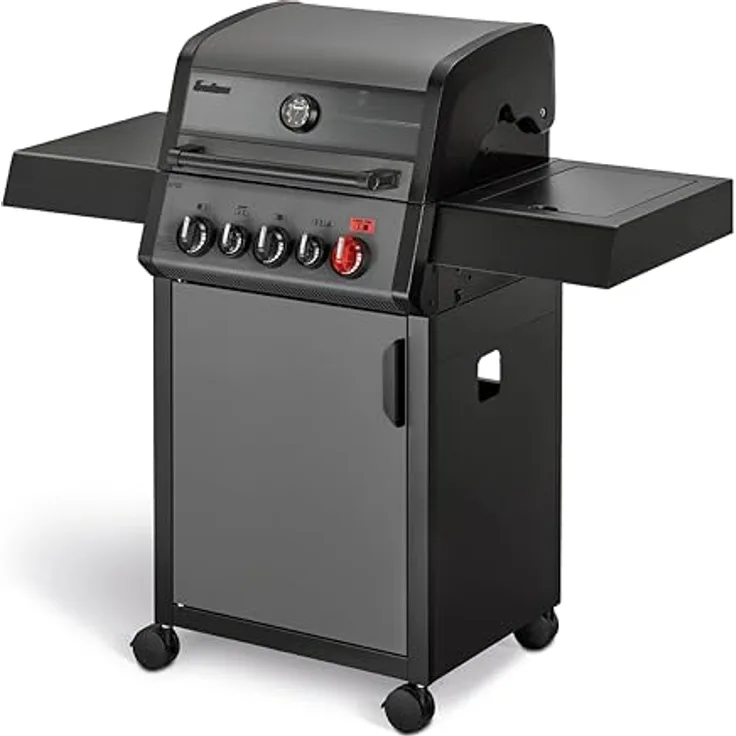 Enders Gasgrill Hyde 3 SIKR Turbo, 3-Brenner aus Edelstahl für kraftvolles Grillen, 800 °C Turbo Zone, Switch Grid, Infrarot-Backburner und Seitenkocher #8040