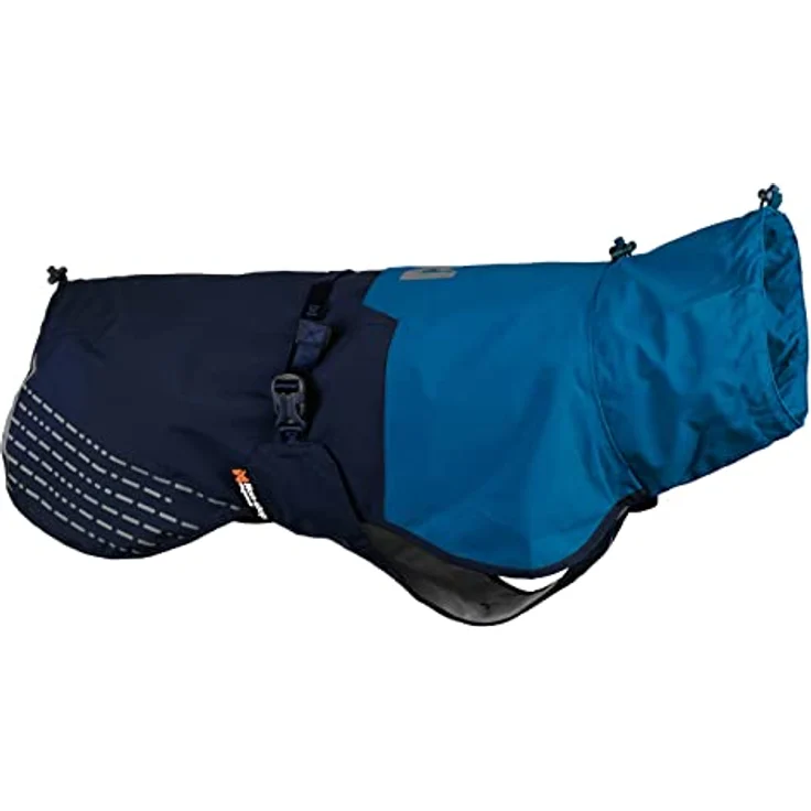 Non-stop dogwear Fjord Raincoat, wasserdichter Regenmantel für kleine Hunde, atmungsaktiv und verstellbar mit Reflektoren, Leinenöffnungen und Beinschlaufen, Blau (Größe 33) – Bild 1