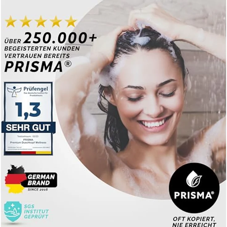 PRISMA Duschkopf Regendusche Handbrause wassersparend für mehr Wasserdruck – Brausekopf, Regendusche und Massage Funktion – Bild 4
