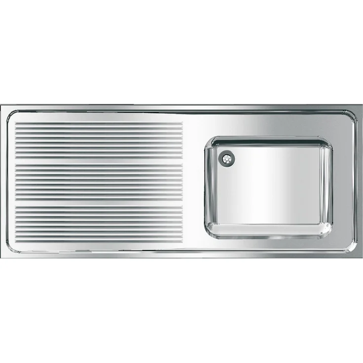 KWC AR Gewerbespüle MAXIMA, Edelstahl, 1400x432x600 mm, Tropfteil links, seidenmatt, fugenlos eingeschweißtes Becken, verstärkte Abtropffläche