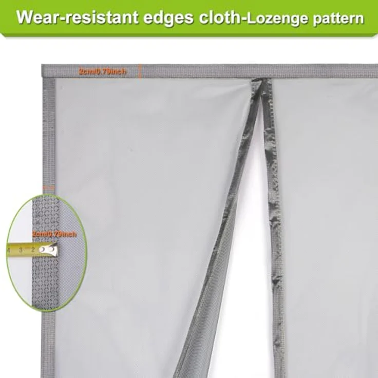 Risareyi Magnet Fliegengitter Fenster 150x110cm, Grau, Insektenschutz ohne Bohren, selbstschließend mit starken Magneten und Klettband – Bild 4