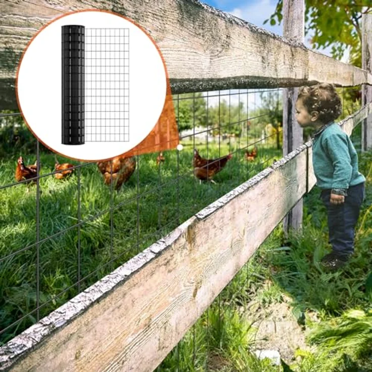 VEVOR Maschendrahtzaun 1220x15240mm, verzinkte Maschendrahtrolle mit schwarzer Vinylbeschichtung, ideal für Hühnerstallbarrieren und Kaninchenzäune – Bild 8