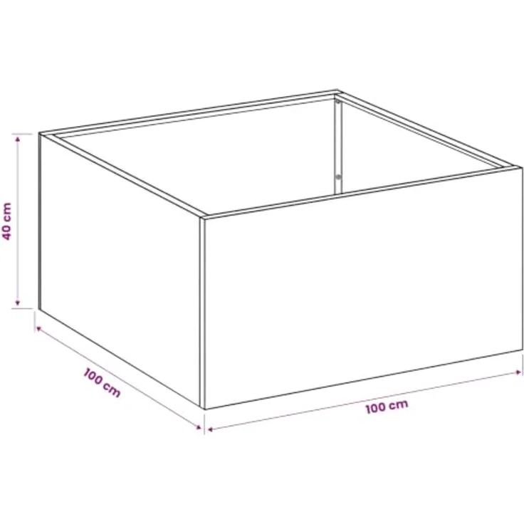 vidaXL Hochbeet, Garten-Pflanzgefäß 2er Set, Wetterfestes Stahl in Rostoptik, 100 x 100 x 40 cm – Bild 3