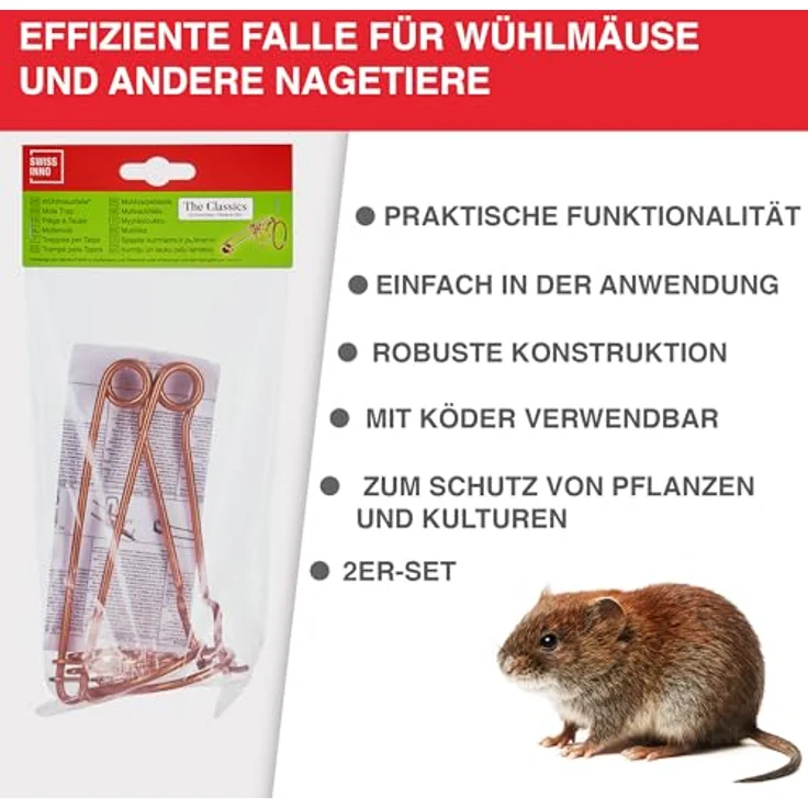 SWISSINNO 1 702 001 SuperCat Wühlmausfalle, Kupfer, 6 x 13 x 25 cm – Bild 4