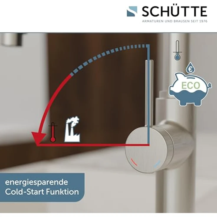 Schütte Spültischarmatur BLACKPOOL, energiesparend mit Cold-Start-Funktion, 360° schwenkbar, ausziehbarer Schlauch – Bild 4