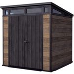 Keter Gartenhaus Keter Kunststoff Gerätehaus Signature Walnuss 7x7, wetterfest und stahlverstärkt, walnussbraun/anthrazit