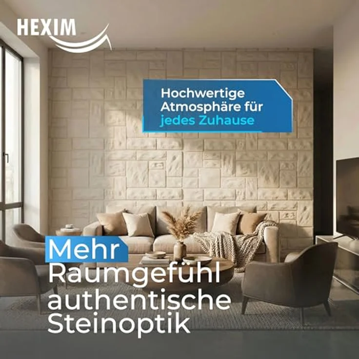 HEXIM Fassadenpaneel FP206, 121x50cm, EPS Styropor mit Acrylbeschichtung in Steinoptik Weiß, UV-beständig für Innen- und Außenbereich (0,61m²) – Bild 4