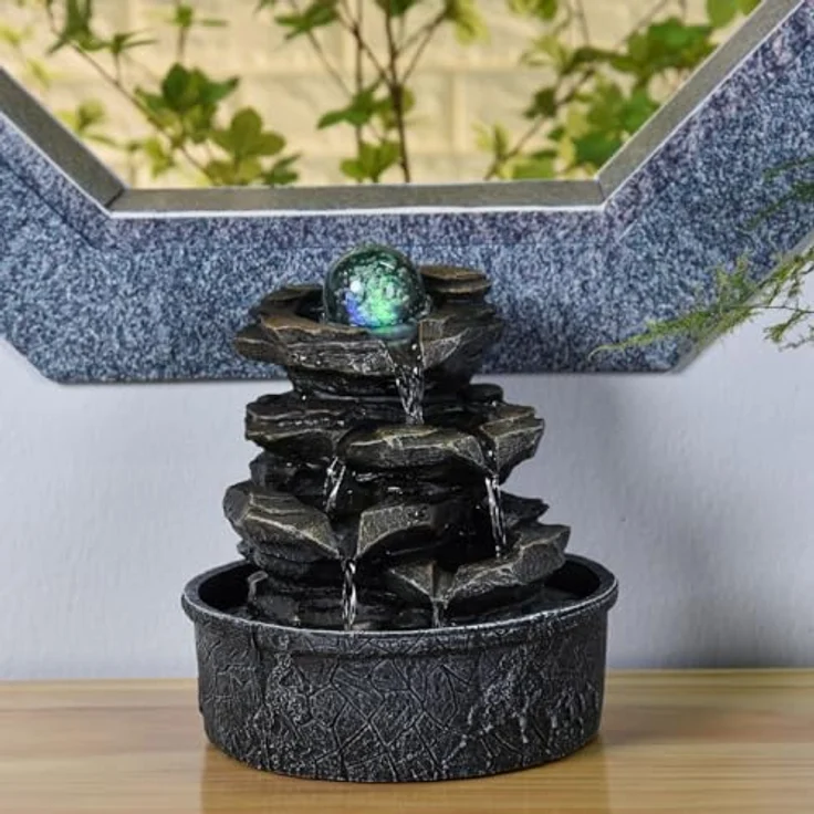 Zen'Light Little Rock Brunnen aus Polyresin, Dunkelbraun, 20 x 20 x 23 cm – Bild 11