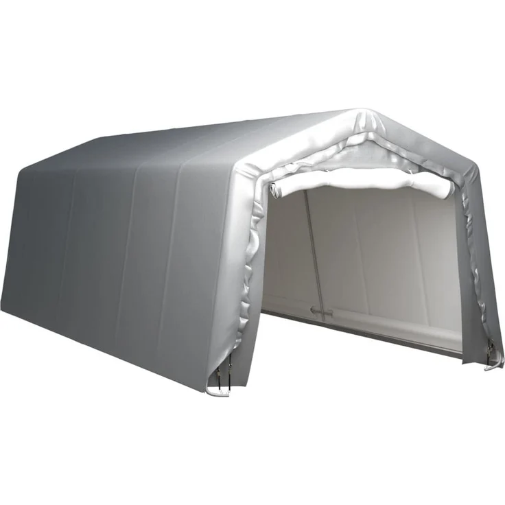 vidaXL Gartenhaus Lagerzelt 300x750 cm Stahl Grau, UV-beständig mit verzinktem Stahlrahmen – Bild 1