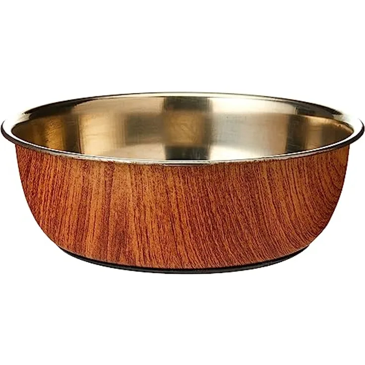 Rosewood 06207 Stylischer, Rutschfester Edelstahl Hunde-Fressnapf In Holzoptik, Medium, 1200 ml