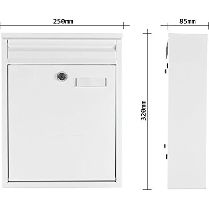 Rottner Briefkasten Como Weiß, Stahl-Briefkasten Mailbox, Postkasten, Zaunbriefkasten, 2 Einwurfschlitze, Namensschild – Bild 3