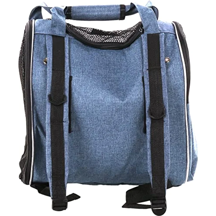 Flamingo Tiertransporttasche Rucksack Lenie, mit herausnehmbarer Bodenplatte und Kurzleine, blau, 36 x 32 x 32 cm – Bild 3