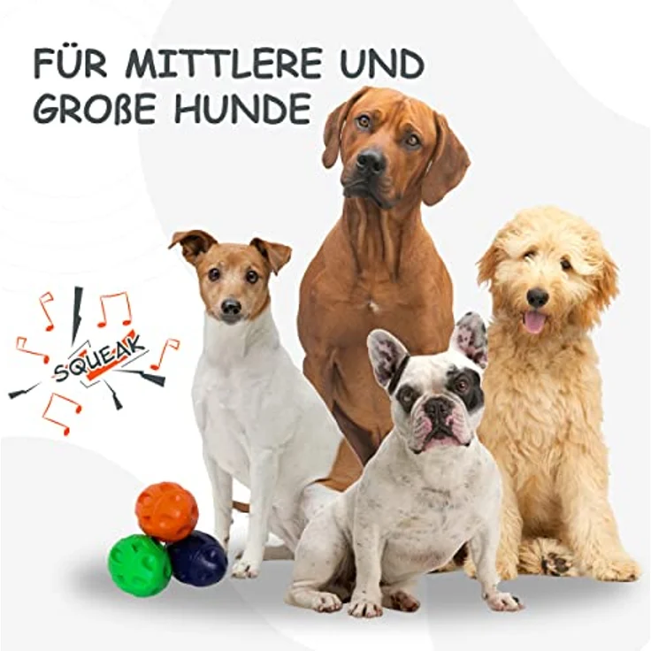 BI International Hundespielzeug zum Werfen, Kauspielzeug aus 100% Naturkautschuk für kleine, mittlere und große Hunde, wasserfest mit Quietschfunktion und Zahnreinigung – Bild 5