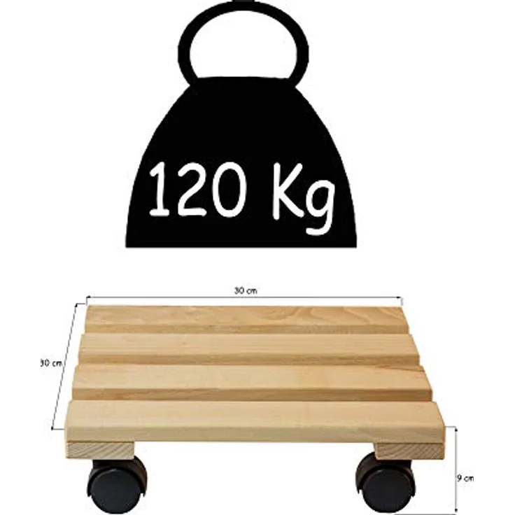 Pflanzenroller rund Buchenholz massives Holz 30 cm bis 120 Kg Rolluntersetzer – Bild 4
