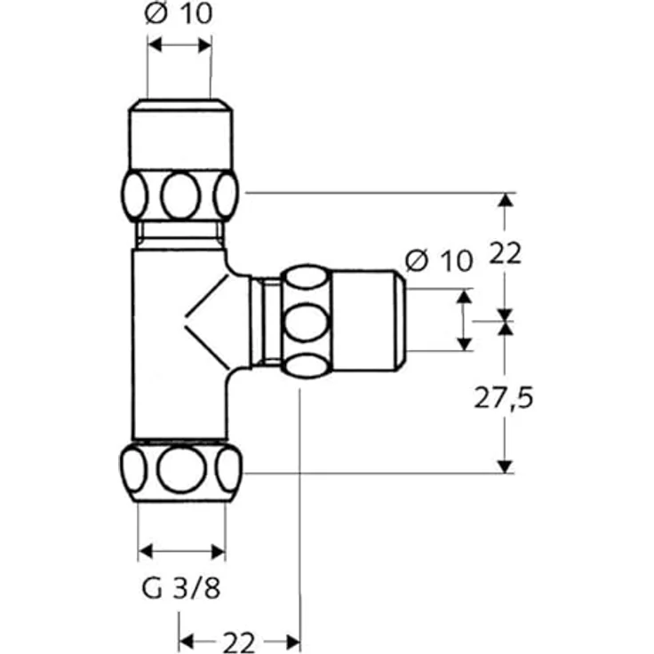 OTTO Schell T-Stück 041000699, Spültischarmatur mit chromfarbener Oberfläche und beweglicher Überwurfmutter 3/8" – Bild 2