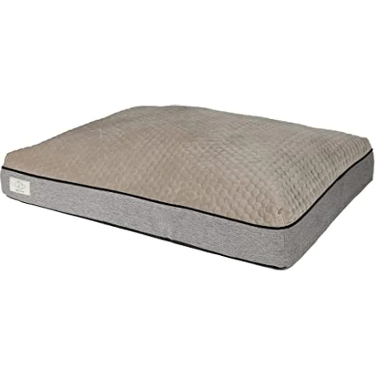 D&D Home Hundekissen Celia S - Ergonomisches Kissen mit Polyfaser-Topper, Taupe, samtige Liegefläche, 2 verdeckte Reißverschlüsse, rutschfest