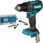 Makita DHP 485 Z, Schlagbohrmaschine 18 V mit 50 Nm Brushless und 22 tlg. Bit Set, ohne Akku, ohne Ladegerät