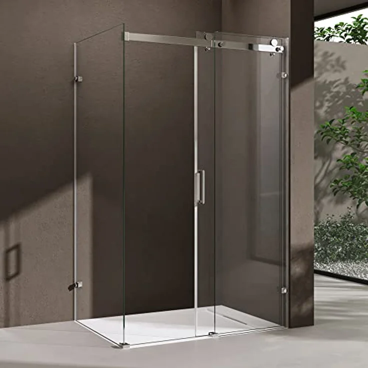 doporro Duschkabine Schiebetür Dusche Eckdusche 90x120x195cm ESG-Sicherheitsglas Klarglas 4-Punktbefestigung inkl. Nano-Beschichtung Ravenna17-2 – Bild 3