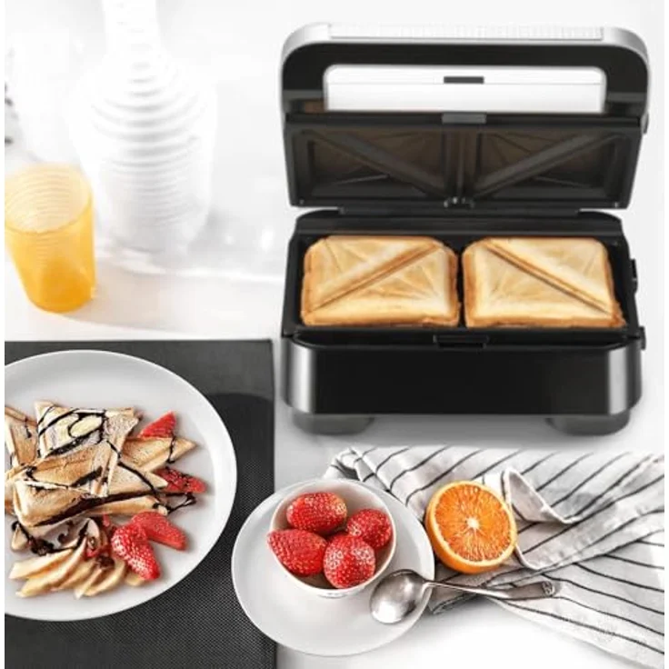 Braun SnackMaker 5 SM5038, Elektrogrill mit abnehmbaren Waffel-, Sandwich- und Grillplatten, spülmaschinenfest, 800W, Silber – Bild 3