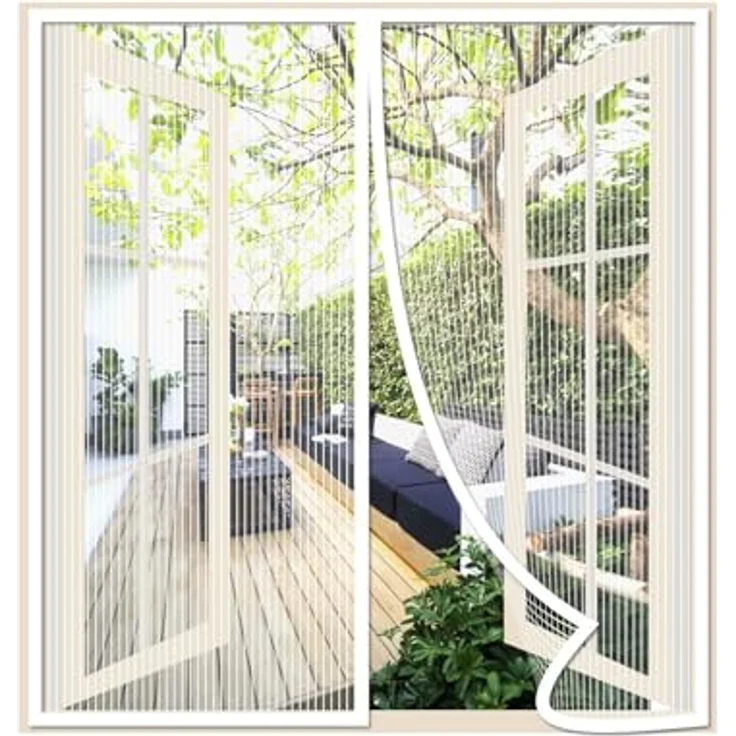 Risareyi Magnet Fliegengitter Fenster 100x150cm, Weiß, Atmungsaktives Insektenschutznetz mit Automatischer Schließung und Klettmontage, ohne Bohren – Bild 1