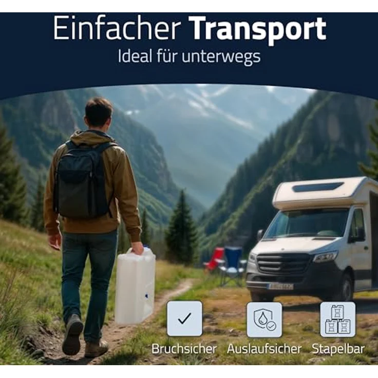 Wasserkanister 22l HD-PE stapelbar,m.Auslaufhahn H495xB350xT165mm HÜNERSDORFF – Bild 6