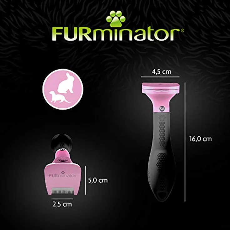 FURminator deShedding-Tool Kleintier - Kleintierbürste für Kaninchen, Nager & Co. zur Entfernung der Unterwolle - Verbessertes Design – Bild 5