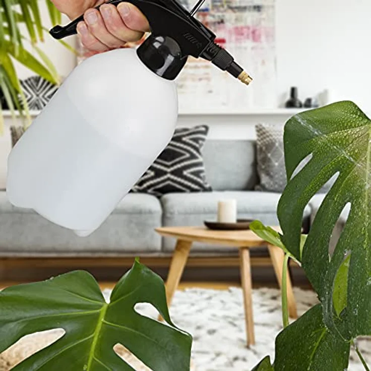 Relaxdays Drucksprüher 2 Liter, einstellbare Messingdüse, Wasser & Unkrautvernichter, Sprühflasche Garten, weiß/schwarz – Bild 5