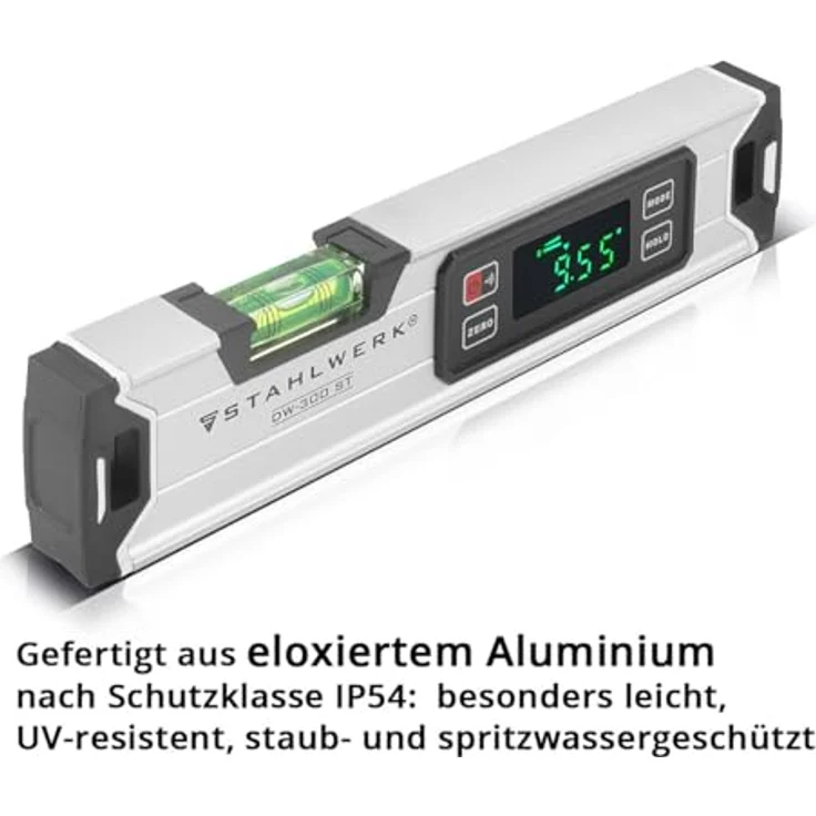 STAHLWERK Digitale Wasserwaage DW-300 ST aus Aluminium 300 mm, magnetisch | LED-Display | Winkelmesser – Bild 2