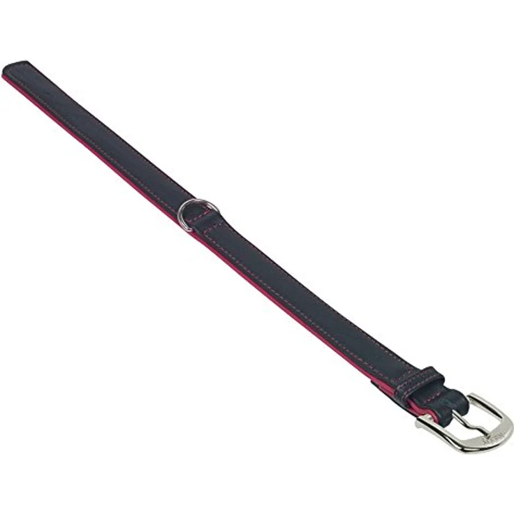 Nobby Halsband Pacific (M, L, Hund, Allgemein), Halsband + Leine aus schwarzem italienischem Rindsleder und farbiger Naht, 25 / 28 mm breit – Bild 1