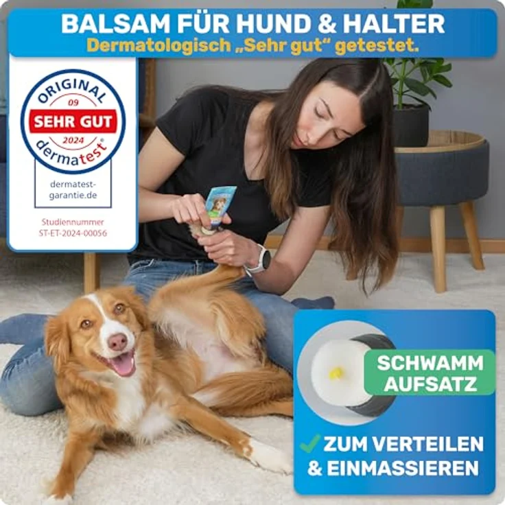 BluePet Schnelleinziehender Pfotenbalsam für Hund & Katze, 50 ml, gegen trockene, rissige Pfoten und Nasen, mit Arnika, Ringelblume & Shea, schnell einziehend ohne Fettfilm – Bild 3