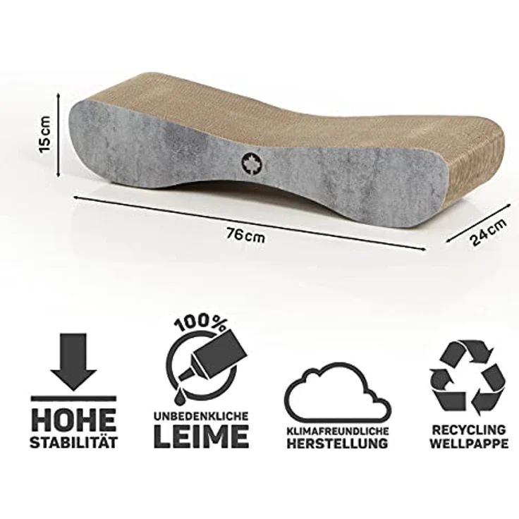 CanadianCat Company | XXL Satellite 2.0 Lounge | betonoptik | Kratzmöbel, Kratzbrett | Katzen Pappe +Katzenminze | ca. 76 x 24 x 15 cm – Bild 3