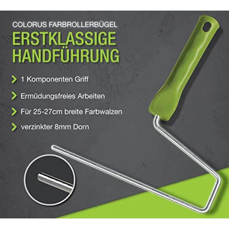 5 x Colorus Gelbfaden Farbwalze | Malerwalze 25 cm 12 mm Flor Polyacryl | Für Wand und Fassadenfarben | Malerrolle inklusive Farbroller-Bügel 8mm | – Bild 6