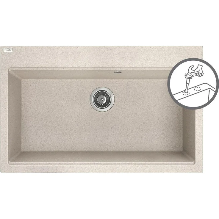 Kuchinox TAU jednodřez, Granitspüle SBT_4108, beige, 1-Kammer mit XXL-Becken und pflegeleichter Satin-Oberfläche