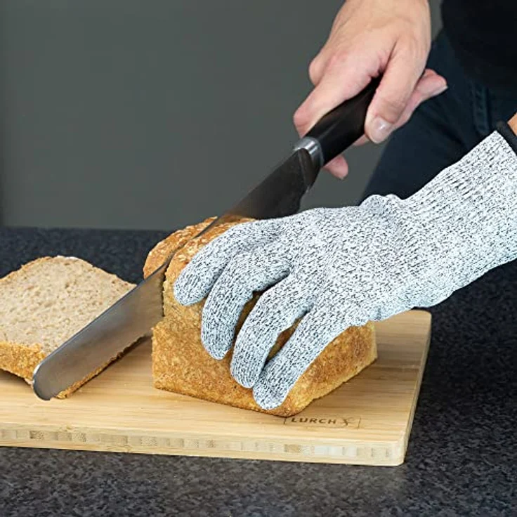 Lurch 70098 Schnittschutzhandschuhe Größe L, grau, für sicheres Schneiden von Lebensmitteln, optimaler Schnittschutz nach ISO 388:2016 – Bild 4